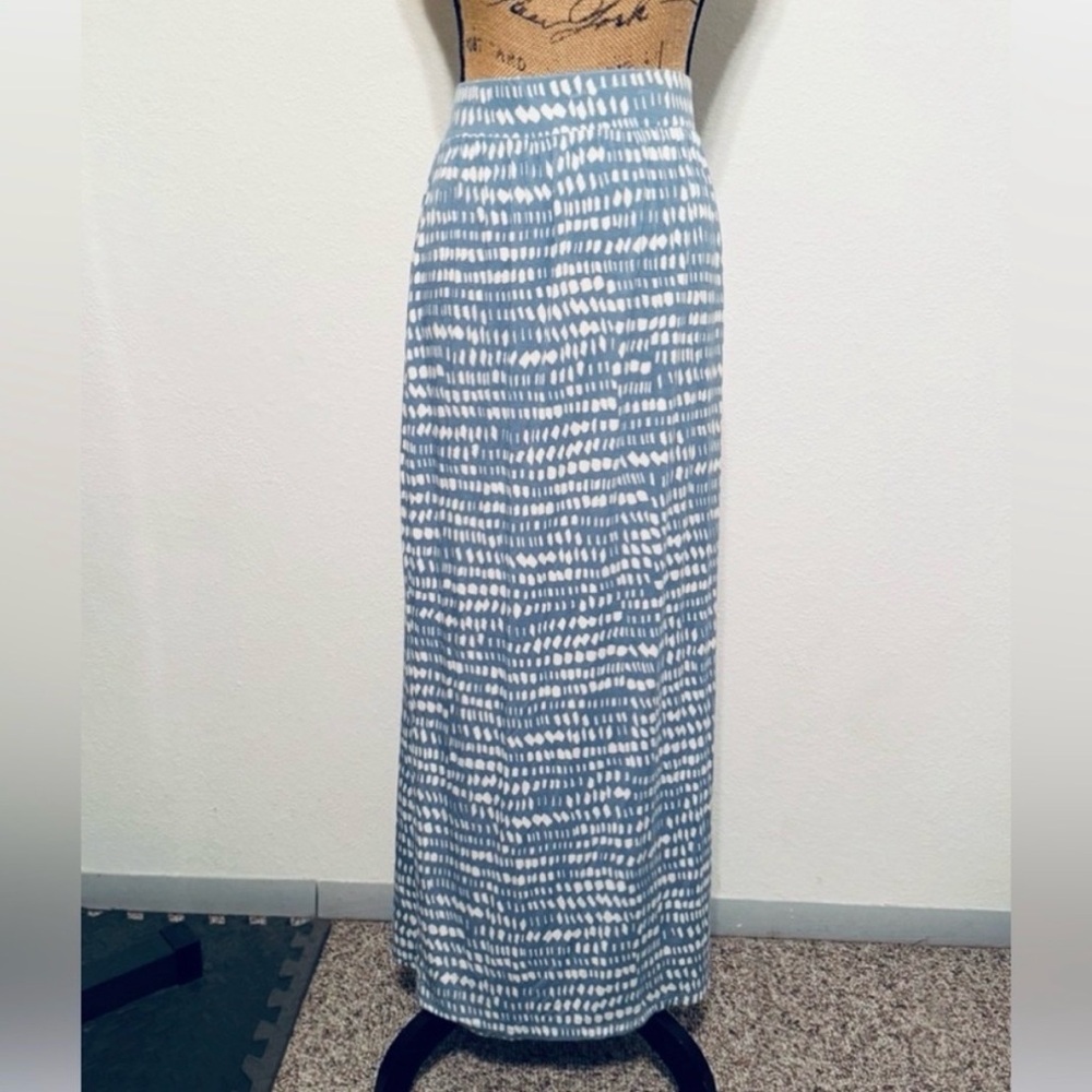 Long length LOFT light blue and cream maxi skirt large